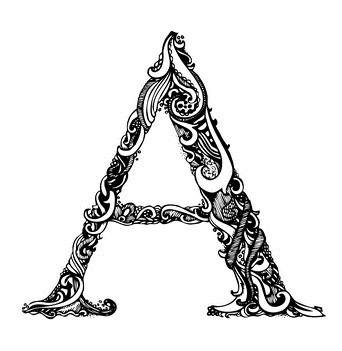 Capital Letter A - Calligraphic Vintage Swirly Style